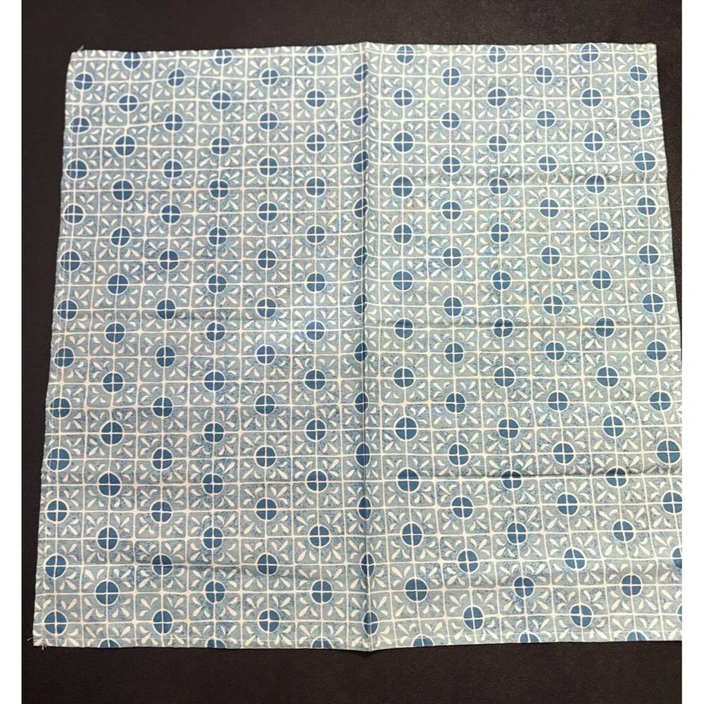Retro Indigo Blue Cloth Medallion Napkins Set of 4 Coastal Nautical Beach 18”